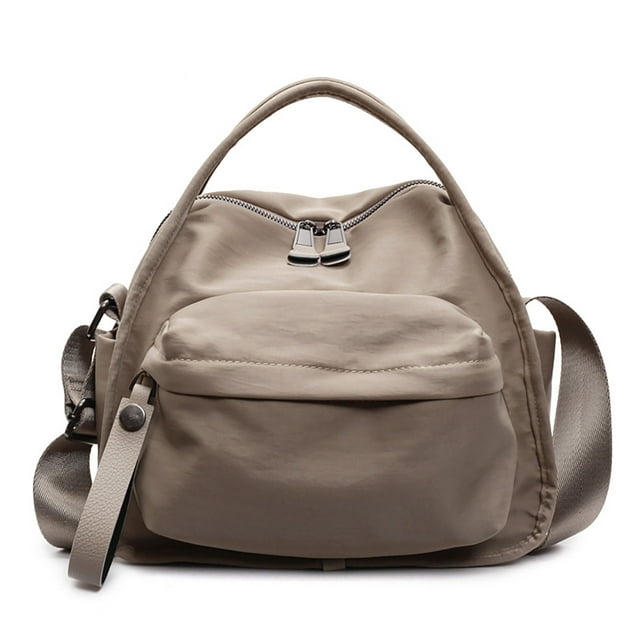Bolso cruzado de nylon ligero para mujer - Caqui, negro o café - 26x13x22cm - correa ajustable, múltiples bolsillos, espacioso y lavable