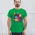 thumbnail image 3 of Tee Hunt Cute Thinking Crowned Cat T-Shirt Dean Russo Colorful Kitte Men's Tee, Green, 3X-Large, 3 of 5