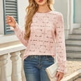 thumbnail image 4 of Amvlyk Long Sleeve Shirts for Women Solid Round Neck Loose Hollow Out Pullover Blouses Lightweight Casual Lace T-Shirts Spring Basic tops Clothes Comfy Fall Fashion Outfits 2025, 4 of 8