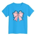 thumbnail image 4 of Aihuaihua Toddler Tshirts Girls 4t-5t Comfortable Short Sleeve T Shirt Top Bow Print Crew Neck Preppy Tops T Shirt for Boys and Girls Sky Blue,100, 4 of 4