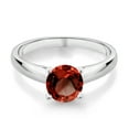 thumbnail image 2 of Gem Stone King 1.50 Ct 7mm Round Red Garnet 10K White Gold Ring (Size 5), 2 of 4