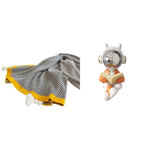 Manta De Punto Con Diseño De Astronauta A Rayas, Suave Y Cálida, Estilo Rústico, Escultura Decorativa Para Dormitorio, Sofá, Cama, Silla, Chimenea, Mesa, Centro De Mesa