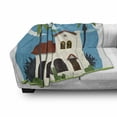 thumbnail image 3 of Spanish Soft Flannel Fleece Blanket, Old Fashioned Mediterranean Cottage House with Palm Trees Latin Architecture Print, Cozy Plush for Indoor and Outdoor Use, 70" x 90", Multicolor, by Ambesonne, 3 of 6
