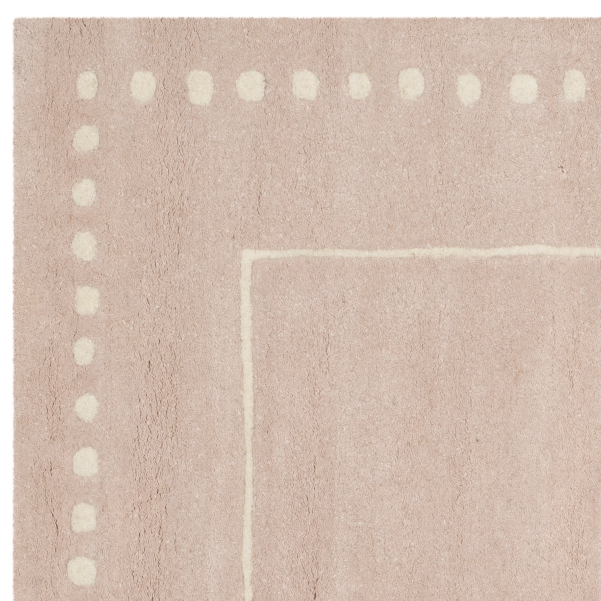SAFAVIEH Bella Danita Plain Dotted Bordered Wool Area Rug, Light Pink/Ivory, 3' x 3' Square