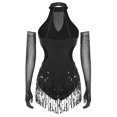 thumbnail image 3 of RUNQHUI Justaucorps Sans Manches à Franges Pailletées pour Femmes, Salsa de Danse de Salon Noire m, 3 of 7