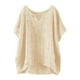 thumbnail image 3 of Sudadera con capucha para mujer,Camiseta de lino para mujer, cuello en V, manga corta, informal, transpirable, corte regular, para usar en casa, sopatenor, 3 of 8