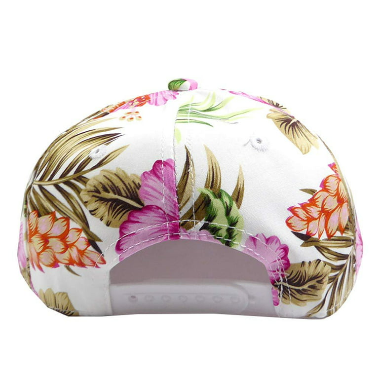 SILVERFEVER Infant Toddler Kids Junior Colorfull Structured Snapback Cap  Flat Bill Trucker Hip Hop Hat (Infant-Toddler 48, Hawaiian Flower White)