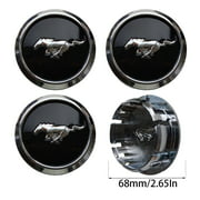 4PCS for Mustang Wheel Center Caps, 68mm Black Rim Wheel Center Hub Caps Covers