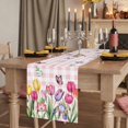 thumbnail image 2 of Table Runners 70 Inches Long Dress Scarves, Tulips Spring Floral Farmhouse Coffee/Dining/Kitchen Table Decor, Holiday Table Runner, Pink Plaid Flowers Butterfly Pastoral 13x70 Inch, 2 of 9