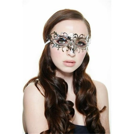 Kayso BD004SL Silver with Clear Rhinestones Luxury Simple Floral Laser Cut Masquerade Mask - One Size