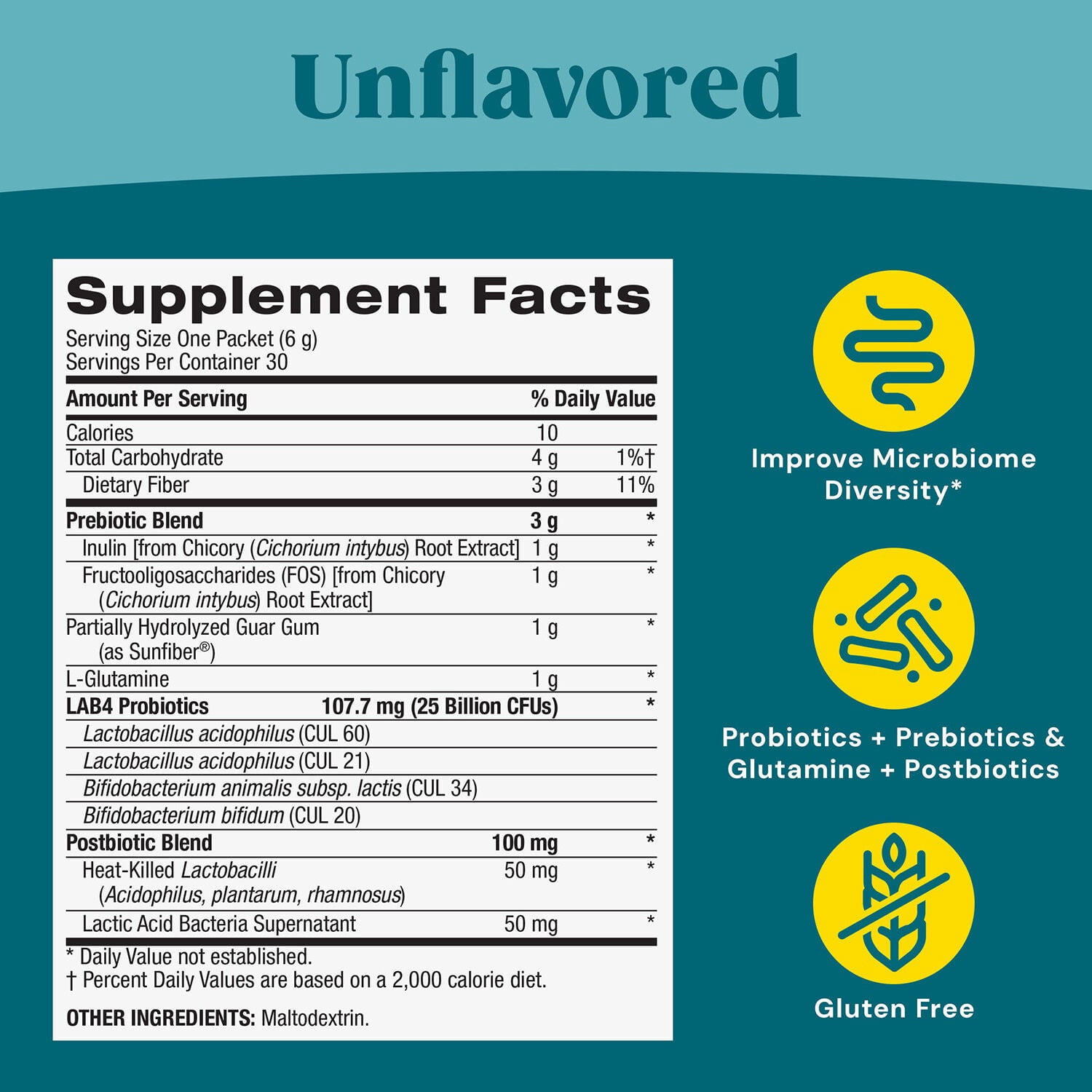 GNC Complete Synbiotic 4-in-1 Digestive Support Powder - Each Servings Contains Prebiotics, Probiotics, Post Biotics, and Glutamine (30 Servings)