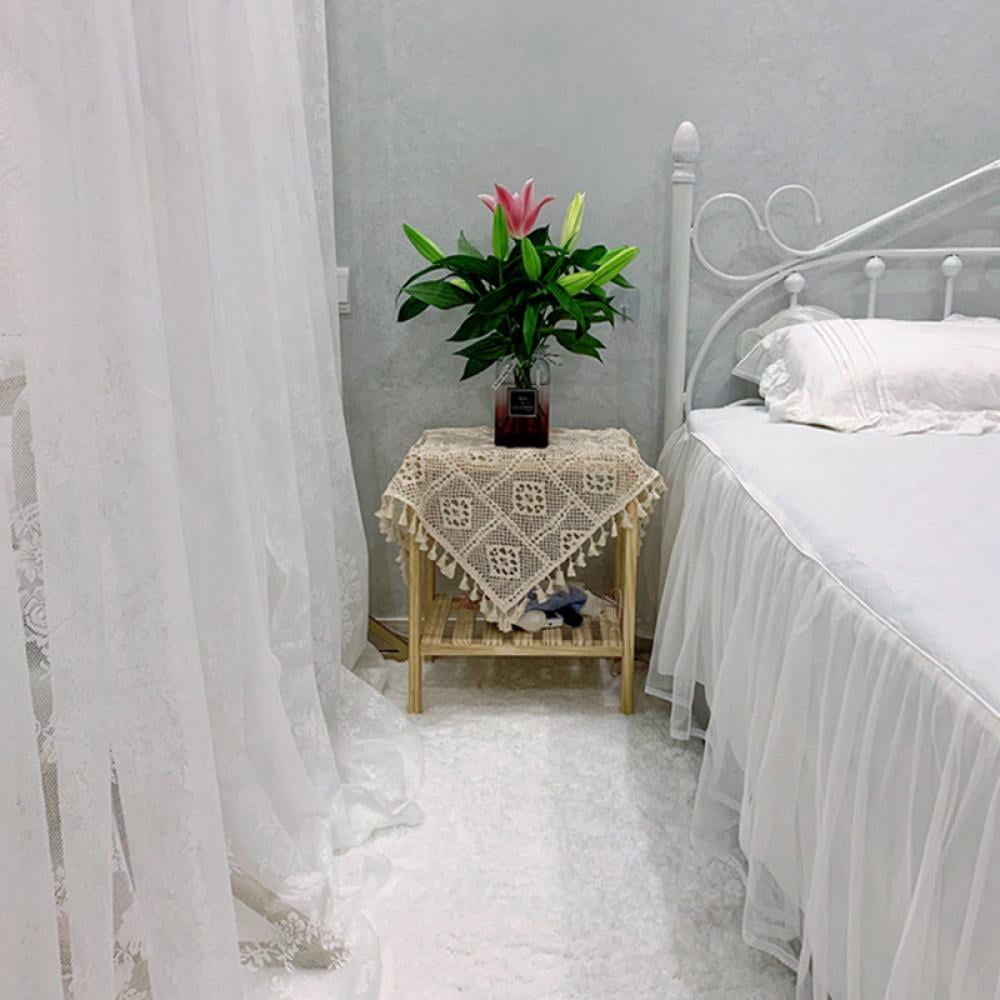 EFINNY Floral Lace Sheer Bedroom Curtains Rod Pocket Window Voile Sheer Drapes Curtains, 75 x 100 cm