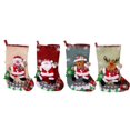 thumbnail image 3 of Medias navideñas festivas, juego de 4, para decoración navideña familiar, material de lino vibrante con lazo para colgar y colores brillantes, perfectas para el tema navideño de la casa de campo, 3 of 7