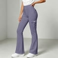 thumbnail image 5 of Women's Soft Comfortable Cargo Pants Elastic Waist Multi Pockets Athletic Activewear Hiking Utility Outdoor Fitness Purple XL(XL), 5 of 6