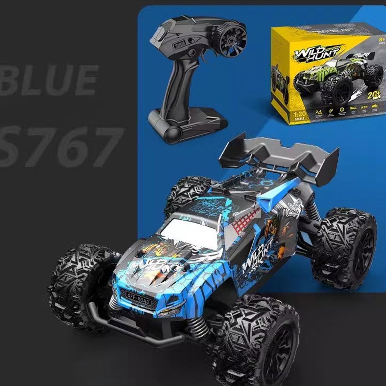 LGHDIWN 1:18 Scale All Terrain RC Cars, 40 KPH High Speed 4WD Electric Vehicle with 2.4 GHz Remote Control, 4X4 Waterproof Off-Road Truck with Two Rechargeable Batteries