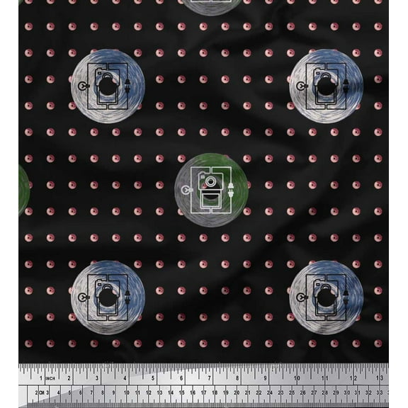 Soimoi Cotton Duck Fabric Disk Hardware Print Fabric by Yard 42 Inch Wide