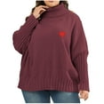 thumbnail image 2 of up to 60% off Gifts Usmixi Under $5 Sweater for Women Winter Womens Turtleneck Sweater Long Sleeve Plus Size Comfort Knitted Pullover Tunic Fashion Heart Print Ladies Girls Sweater Tops, 2 of 4