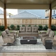 thumbnail image 2 of Opohoro 9-Piece Outdoor Patio Fire Pit Set with Sofa and Flat Arm, 43" Fire Pit Table, Propane Tank Cover for Deck Backyard, 2 of 18