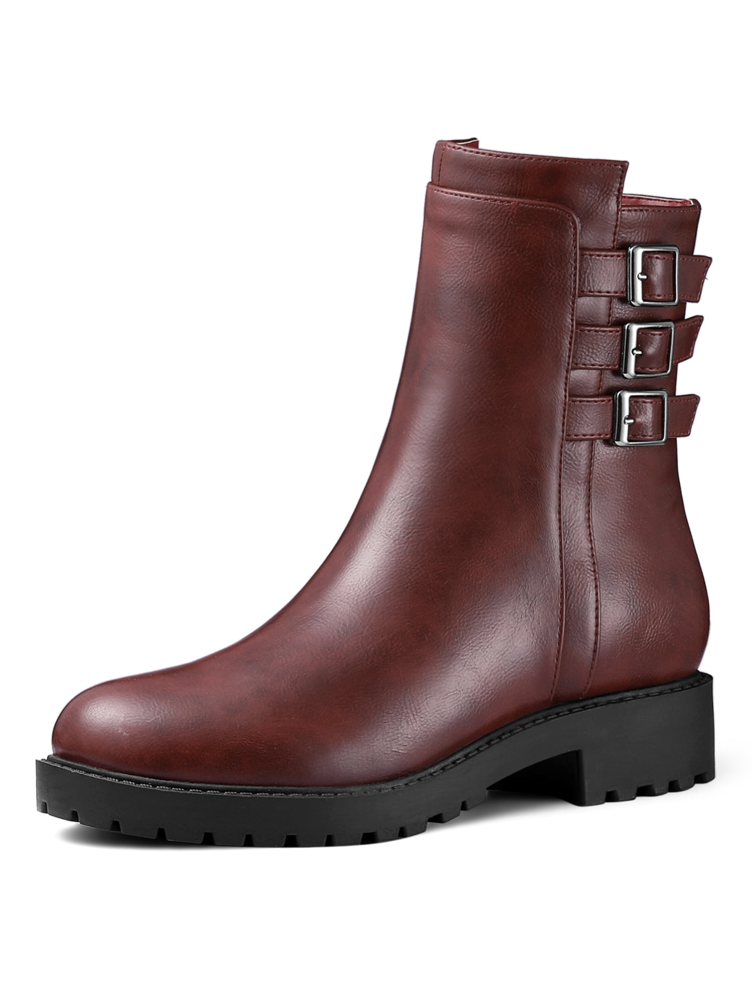 low heel burgundy boots