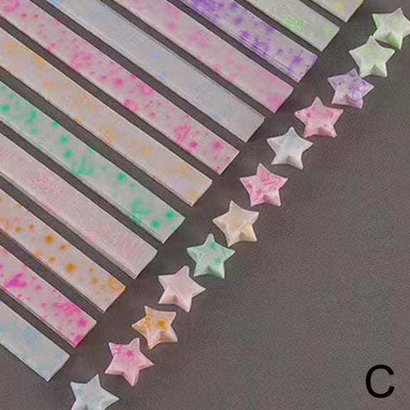 FurNest 210pcs Lucky Star Folding Paper Strips Pastel Luminous Origami Strip