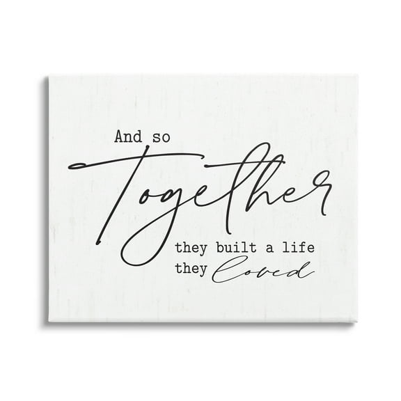 Stupell Industries Romantic Together Quote Casual Birch Pattern Calligraphy Graphic Art Gallery Wrapped Canvas Print Wall Art, Design by Lettered and Lined
