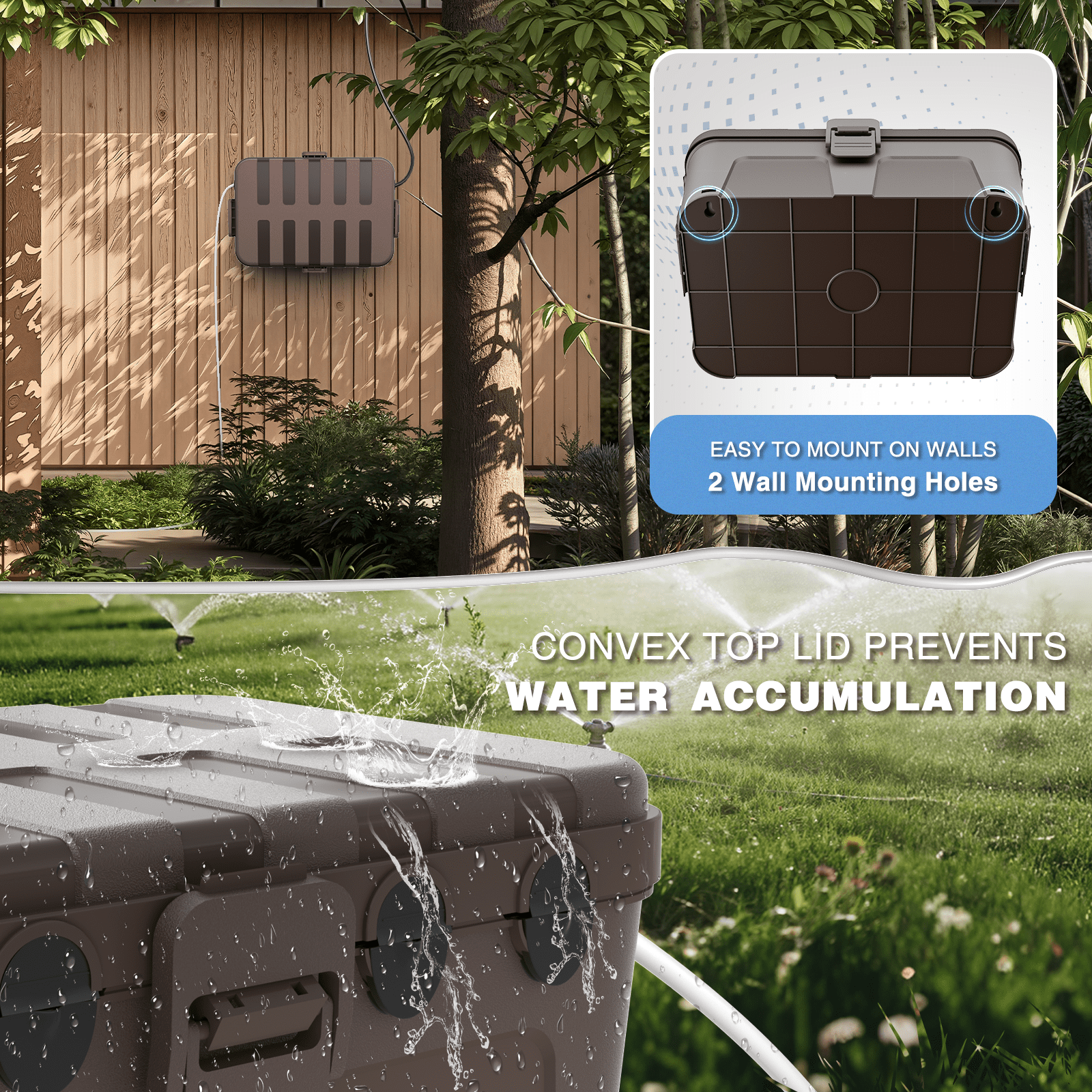 Restmo IP54 Waterproof Electrical Box, Outdoor Plug Weatherproof  Extension Cord Cover,Rectangle Plastic Extra Large ,  Brown