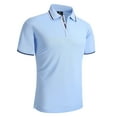 thumbnail image 4 of Mens Polo Shirts Short Sleeve Vintage Striped Golf Business Casual Wear Relaxed Fit Summer Outdoor Casual Polo Tops,Light Blue,XXL, 4 of 6