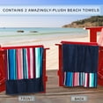 thumbnail image 4 of BNM Striped Cotton Beach Towel Set of 2, 34" x 64", Navy Blue/ Red, 4 of 11