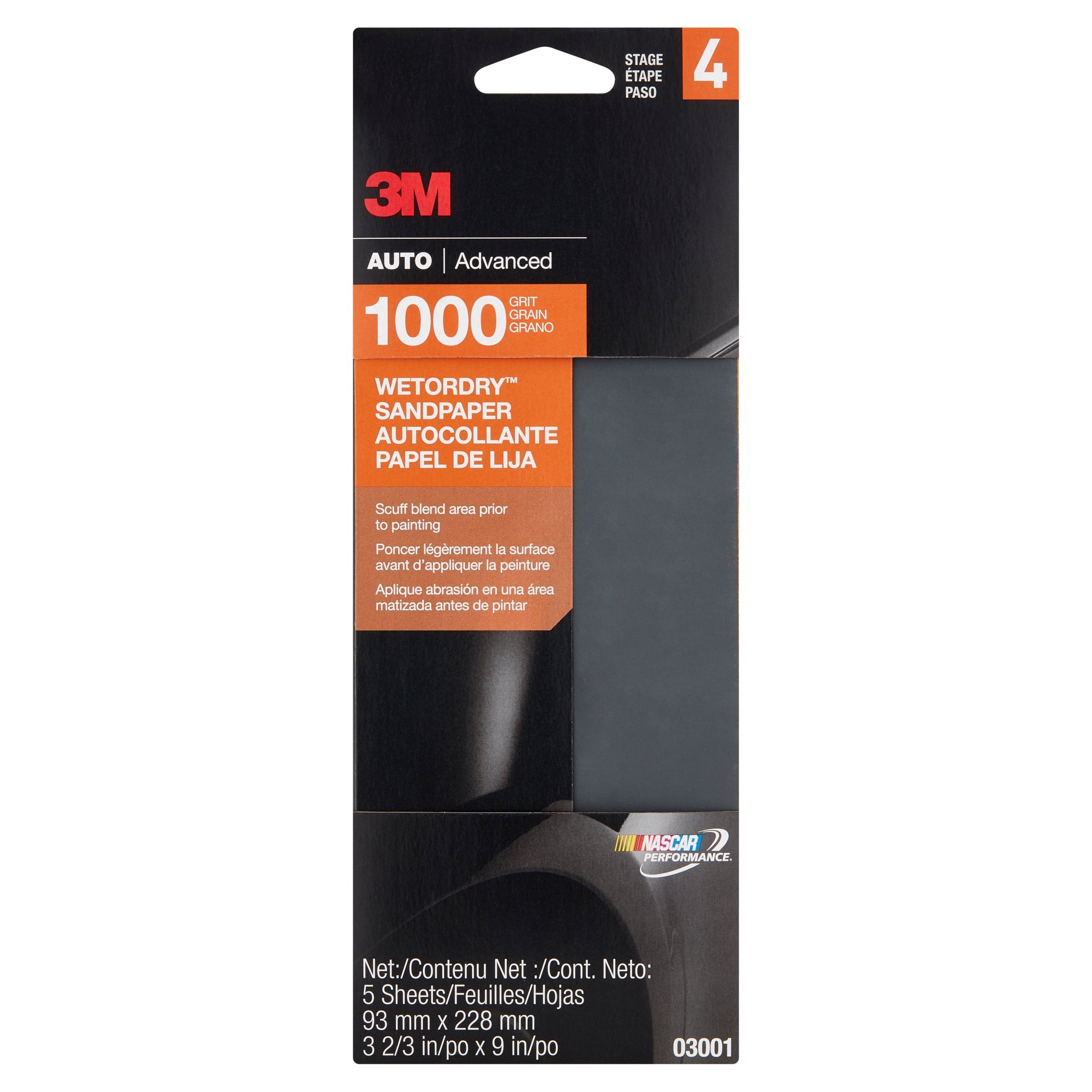 3M Nascar Performance Auto Advanced 1000 Grit Sandpaper Stage 4, 5 count by 3M