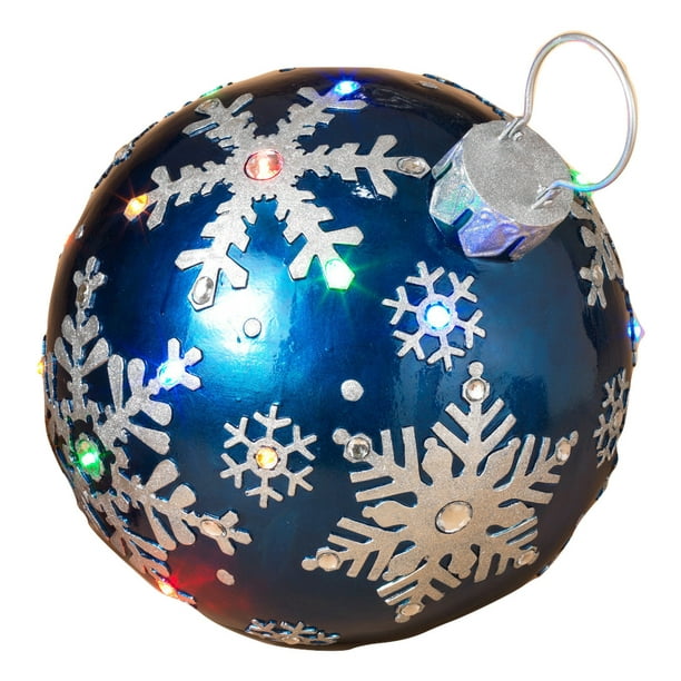 16.25&quot; Giant Blue Silver Christmas Lights Ornament Gems Yard Lawn
