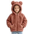 thumbnail image 4 of Besolor Toddler Girls Winter Fuzzy Sherpa Hoodies Fleece Thermal Warm Long Sleeve Sweatshirts Zip up Jackets with Pockets(1-2 Years,Brown), 4 of 6