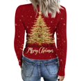 thumbnail image 4 of JGNGSHN Long Sleeve Christmas Shirts for Women Slim Fitted Stretchy Round Crew Ribbed Tops Printed T-Shirt Going Out Workout Outfits, 4 of 7