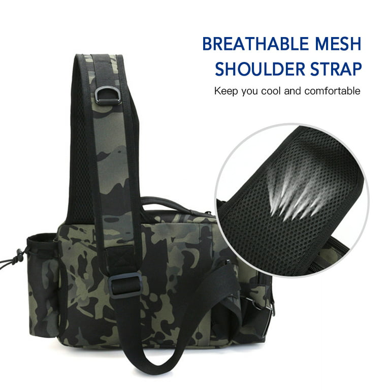 Tomshoo Multifunctional Fishing Tackle Bag Outdoor Water-resistant Fishing  Sling Pack Waist Bag Reel Lure Storage Organizer Bag 