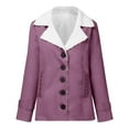 thumbnail image 2 of Tiqkatyck Winter Jackets for Women, Women Casaul Winter Fashion Long Sleeve Solid Cardigan Pocket Button Top Sweater Knit Hooded Coat Plush Fleece Jacket Women, Winter Coats for Women Purple L, 2 of 4
