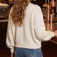 thumbnail image 7 of Admvng Women's Knit Cardigan Bow Tie Front Bubble Rib Cuff Cropped Long Sleeve Sweater Jacket, 7 of 7