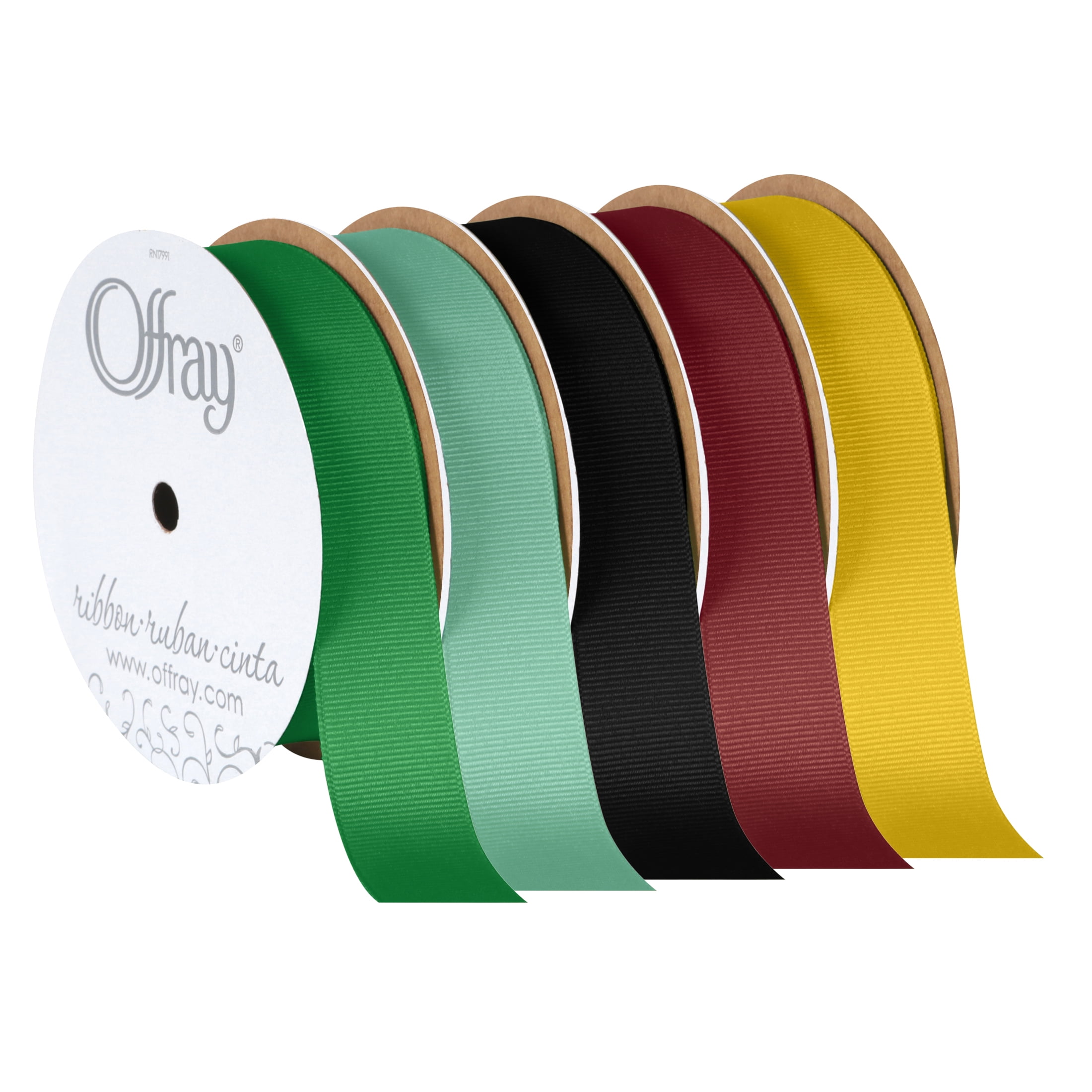 Offray Ribbon, Lemon Yellow 7/8 inch Grosgrain Polyester Ribbon, 18 feet