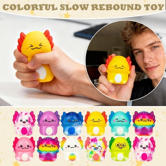 12-pack Cute Colorful Axolotl Squishies, Funny Soft Stress Relief Toys for Easter Egg Hunt Easter Basket Stuffers Party Favors Gifts