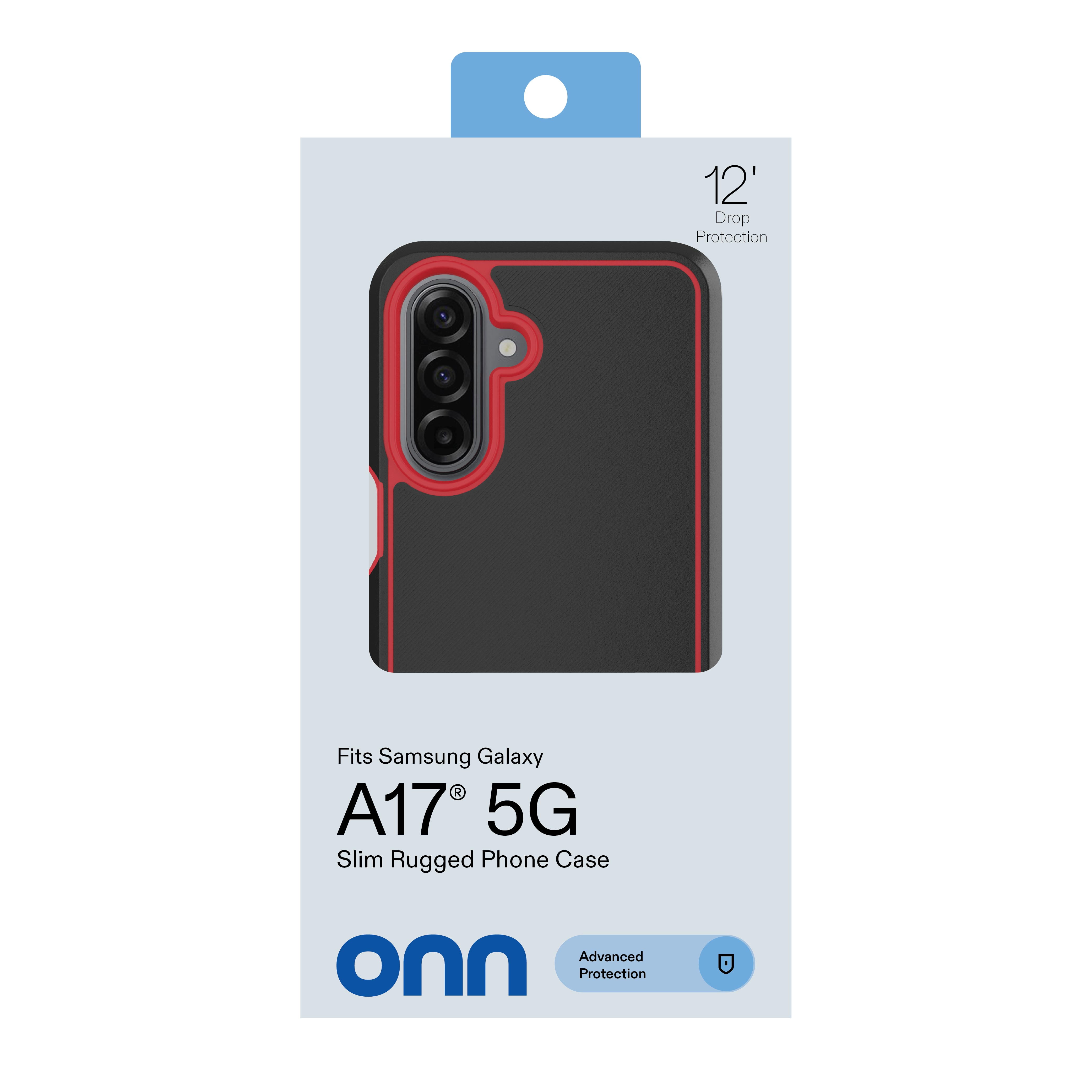 onn Slim Rugged Phone Case for Samsung Galaxy A17 5G - Red/Black