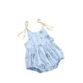 thumbnail image 2 of Arvbitana Baby Girls Sling Romper Sleeveless Plant Pattern Tie-up Bodysuit Summer Sweet Playsuit Clothes Set for Newborn 0-24M, 2 of 9