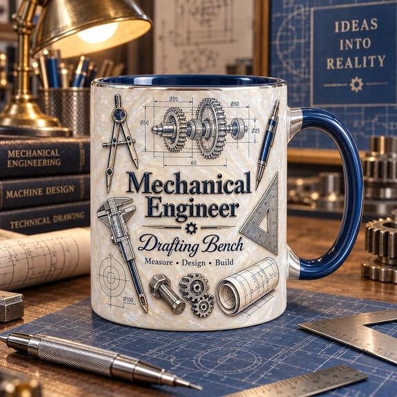 Ceramic Mug Mechanical Engineer Drafting Bench Coffee Break Gift for Engineers
