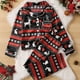 thumbnail image 1 of Ropa de salón de satén para niños y niñas, ropa de casa, Top de manga larga y pantalones a juego, conjunto de pijama con patrón de alce, Navidad, 1 of 4