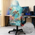 thumbnail image 4 of Xoenoiee Turtle Starfish Hibiscus Flower Pattern Gaming Chair Covers, Stretchable Computer Chair Cover Ergonomic Office Chair Cover Anti Cat Scratch Protection Computer Gamer Chair Slipcovers, 4 of 7