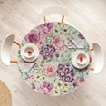 thumbnail image 4 of Ambesonne Retro Fitted Round Tablecloth, Flowers Pattern Watercolor, 56"- 60" Diameter, Eggplant Earth Yellow, 4 of 5