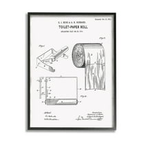 Stupell Industries Bathroom Toilet Paper Roll Vintage Blueprint Diagram , 16 x 20, Design by Kelly Donovan