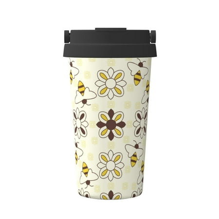 

Matuu Sweet Bee for Insulated Coffee Mug Reusable Travel Coffee Cup Spill Proof 16oz Stainless Steel Coffee Cups for Hot/Ice Coffee Tea