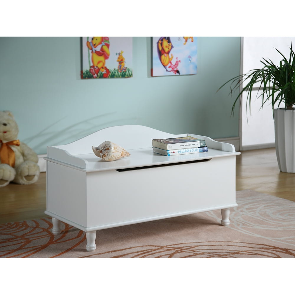 Marie White Wood Kids Toy Chest Box Storage Bench Display
