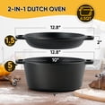 thumbnail image 3 of Hawsaiy 6.5QT Pre-Seasoned Cast Iron Dutch Oven with Lid, Ideal for Bread Baking, Sourdough, Frying, BBQ & Camping - Dual Handles, Skillet Pan Set for Indoor & Outdoor Use, 3 of 9