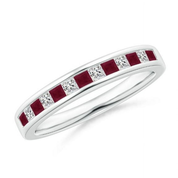 Square Shape Red Ruby CZ Diamond Eternity Band Ring Women 925 Sterling Silver July Birthstone Mothers Day Women Gift Gemstone Jewelry