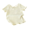 thumbnail image 4 of HUITKMM Girls Shirts Size 7-8 Crisscross Back Short Sleeve Solid Casual Summer Top, 4 of 4