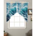 thumbnail image 2 of Blue Teal Coastal Swag Valances for Windows, Sea Nautical Ocean Summer Beach Rod Pocket Sheer Valances for Small Windows, Swag Toppers Light Filtering for Kitchen Living Room 2 Panels 36''x36'', 2 of 6
